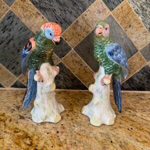 Vintage Chelsea House Porcelain Parakeet Pair